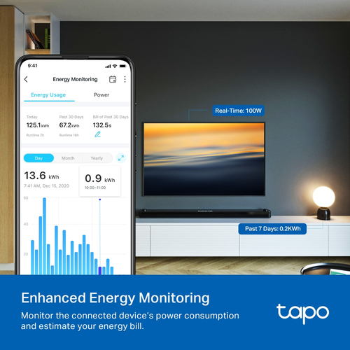 TP-LINK TAPO, MINI SMART WI-FI SOCKET, ENERGY MONITORING, 100-240 V, MAX LOAD 16 A, 50/60 HZ, 2.4 GHZ WI-FI NETWORKING, AMAZON CERTIFIED FOR HUMANS (FFS), VOICE CONTROL, UK PLUG TP-LINK TAPO, MINI SMART WI-FI SOCKET, ENERGY MONITORING, 100-240 V, MAX LOAD 16 A, 50/60 HZ, 2.4 GHZ WI-FI NETWORKING, AMAZON CERTIFIED FOR HUMANS (FFS), VOICE CONTROL, UK PLUG