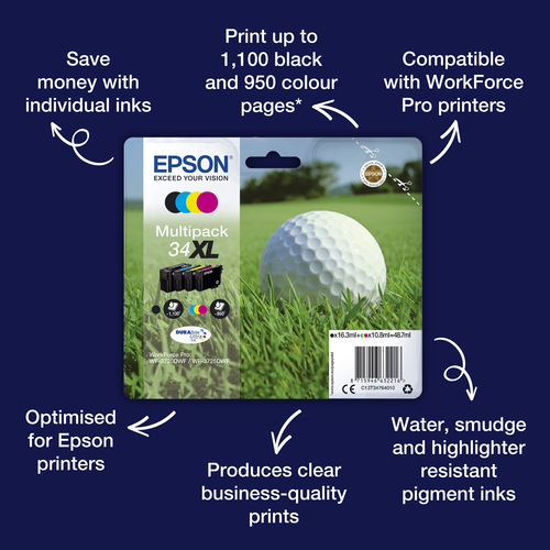 Epson Golf ball Singlepack Black 34XL DURABrite Ultra Ink