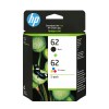 HP 62 2-pack Black/Tri-color Original Ink Cartridges HP 62 2-pack Black/Tri-color Original Ink Cartridges