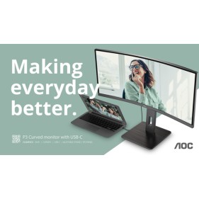 AOC CU34P3CV computer monitor 86.4 cm (34\") 3440 x 1440 pixels UltraWide Quad HD LED Black