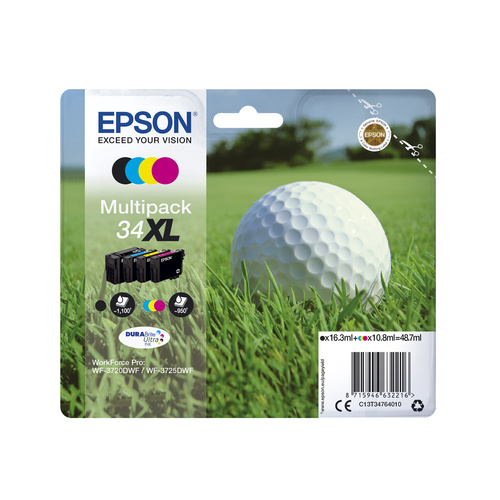 Epson Golf ball Singlepack Black 34XL DURABrite Ultra Ink
