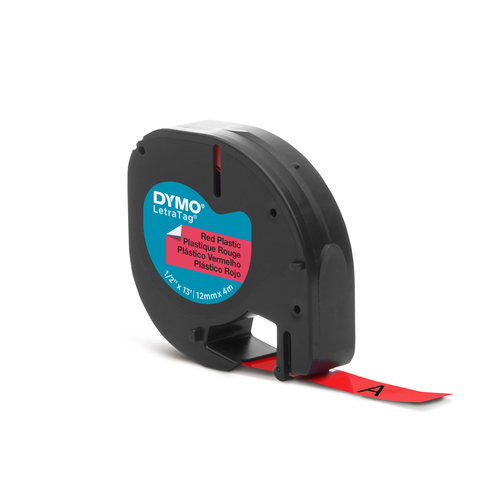 DYMO TAPE FOR LETRATAG 12MMX4M BLACK ON RED 91203   S0721630