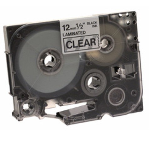 Brother Black on Clear Gloss Laminated Tape, 12mm label-making tape TZ Brother Black on Clear Gloss Laminated Tape, 12mm label-making tape TZ