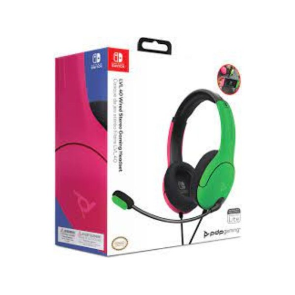 PDP - Wired Gaming Headset for Nintendo Switch Pink/Green LvL40 PDP - Wired Gaming Headset for Nintendo Switch Pink/Green LvL40