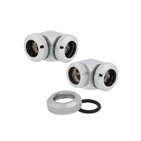 Corsair OD Fitting Pipe Hydro X Series XF Hardline 90° 12mm Twin Pack - Chrome - CX-9052021-WW
