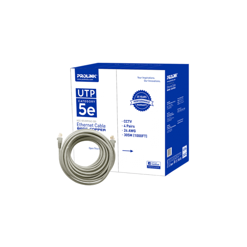 CAT-5E 24UC-GRY PROLiNK UTP Network Cable Bare Copper