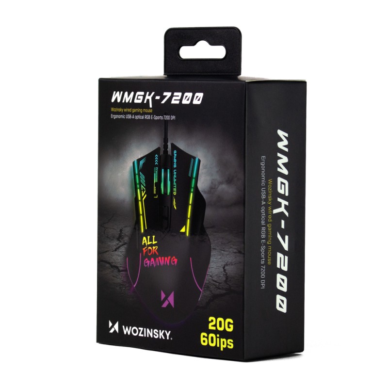 Wozinsky WMGK-7200 Wired Optical Gaming Mouse 7200 DPI - Black