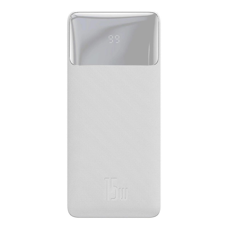 Baseus Bipow power bank with display 30000mAh 15W white (Overseas Edition) + USB-A - Micro USB cable 0.25m white (PPBD050202)