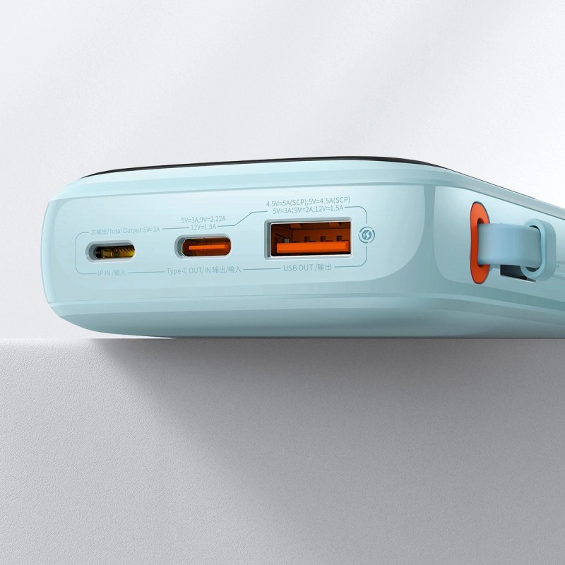 Baseus Qpow powerbank 10000mAh built-in USB Type-C cable 22.5W Quick Charge BLUE Baseus Qpow powerbank 10000mAh built-in USB Type-C cable 22.5W Quick Charge BLUE