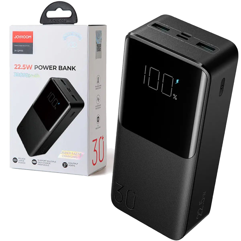 Joyroom power bank 30000mAh 22.5W PD QC3.0 AFC black (JR-QP193)