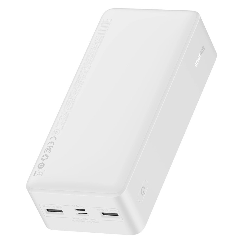Baseus Bipow power bank with display 30000mAh 15W white (Overseas Edition) + USB-A - Micro USB cable 0.25m white (PPBD050202)