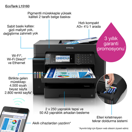 Epson EcoTank L15160 Inkjet A3+ 4800 x 1200 DPI 32 ppm Wi-Fi Epson EcoTank L15160 Inkjet A3+ 4800 x 1200 DPI 32 ppm Wi-Fi