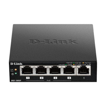 D-Link 5-Port Desktop Gigabit PoE+ Switch D-Link 5-Port Desktop Gigabit PoE+ Switch