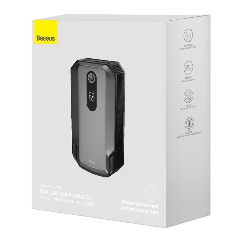 Baseus power bank Power Starter Jump Starter booster 20000mAh 12V (2000A / 1000A) + crocodile clips black (CGNL020001)