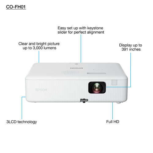 Epson CO-FH01 3000 ANSI lumens 3LCD 1080p (1920x1080) White Epson CO-FH01 3000 ANSI lumens 3LCD 1080p (1920x1080) White