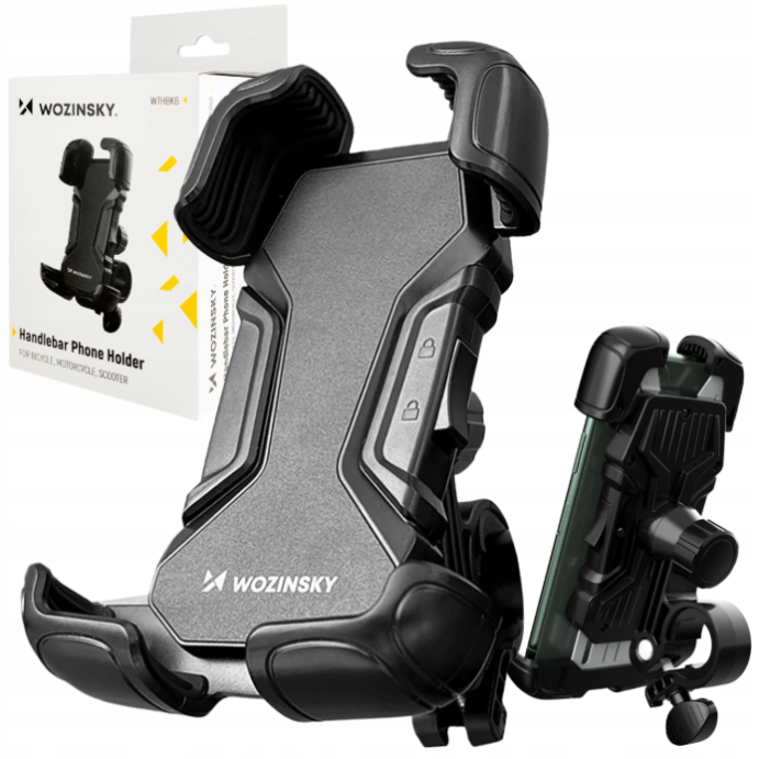 Wozinsky strong phone holder for bicycle, motorcycle, scooter handlebars, black (WBHBK6) Wozinsky strong phone holder for bicycle, motorcycle, scooter handlebars, black (WBHBK6)