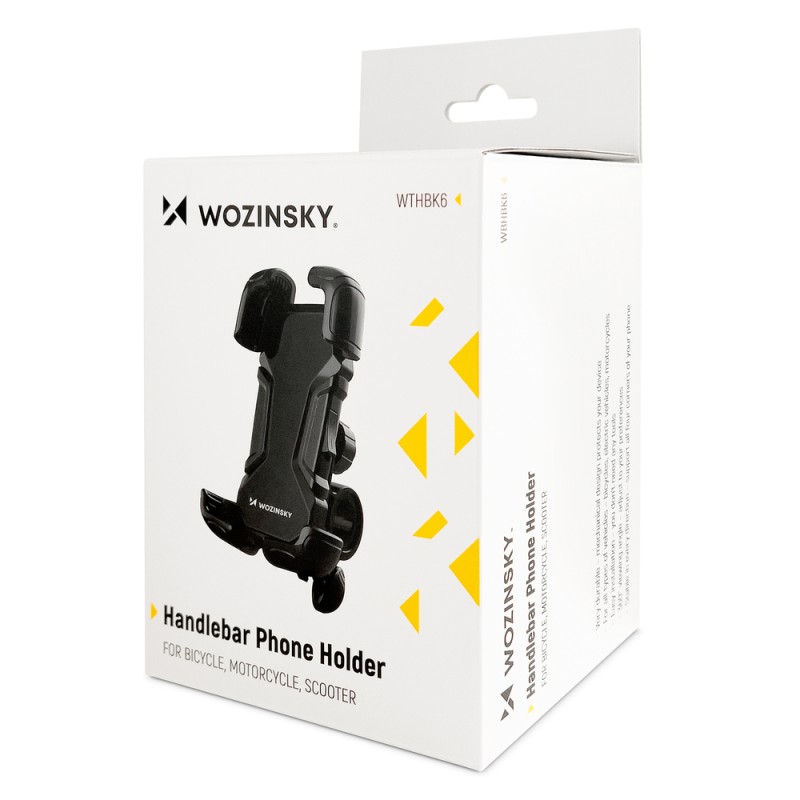 Wozinsky strong phone holder for bicycle, motorcycle, scooter handlebars, black (WBHBK6) Wozinsky strong phone holder for bicycle, motorcycle, scooter handlebars, black (WBHBK6)