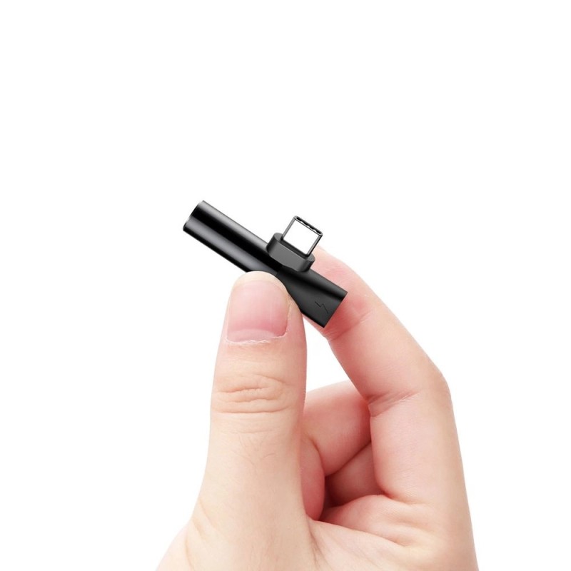 Baseus Audio Converter L41 Adapter from USB-C to USB-C port (female) + headphones jack 3,5 mm (female) black (CATL41-01)