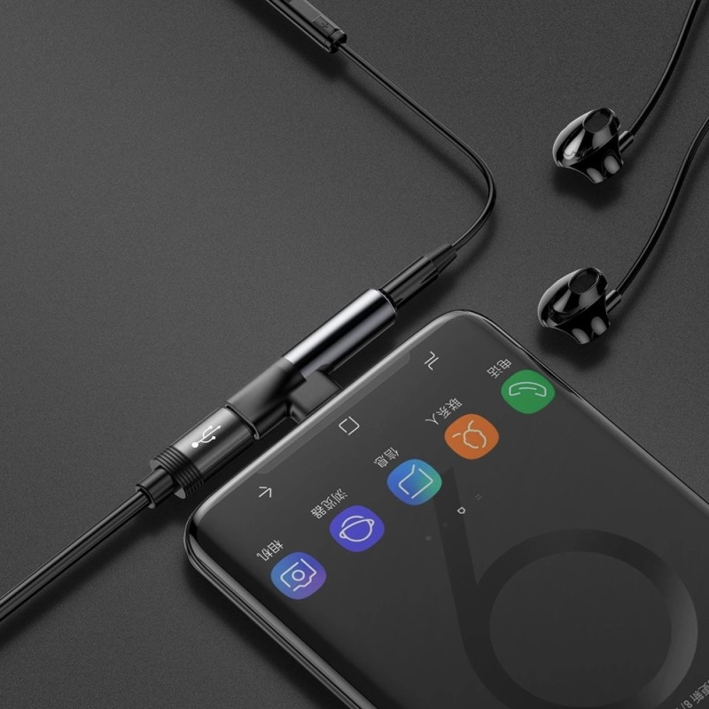 Baseus Audio Converter L41 Adapter from USB-C to USB-C port (female) + headphones jack 3,5 mm (female) black (CATL41-01)