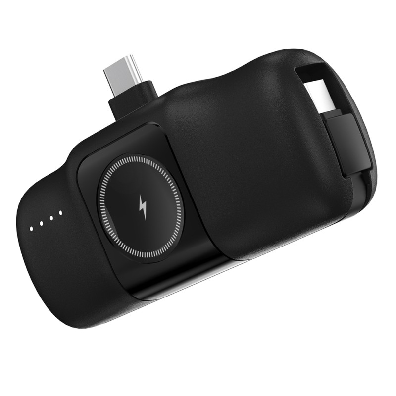 Wozinsky WF16-YCS 5000mAh 15W USB-C Mini Power Bank with Built-in USB-C Cable and Apple Watch Charger - Black Wozinsky WF16-YCS 5000mAh 15W USB-C Mini Power Bank with Built-in USB-C Cable and Apple Watch Charger - Black