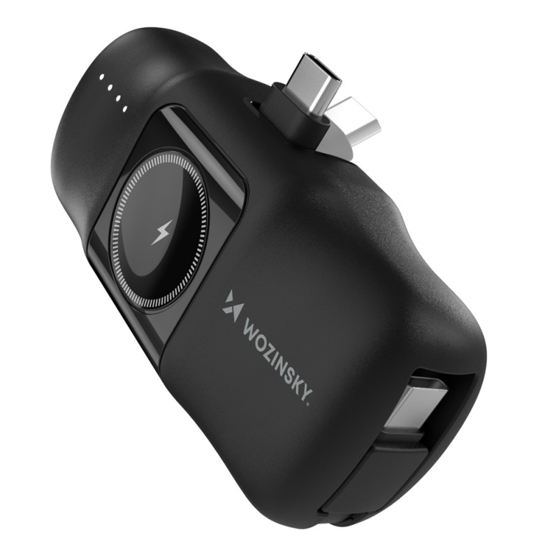 Wozinsky WF16-YCS 5000mAh 15W USB-C Mini Power Bank with Built-in USB-C Cable and Apple Watch Charger - Black Wozinsky WF16-YCS 5000mAh 15W USB-C Mini Power Bank with Built-in USB-C Cable and Apple Watch Charger - Black
