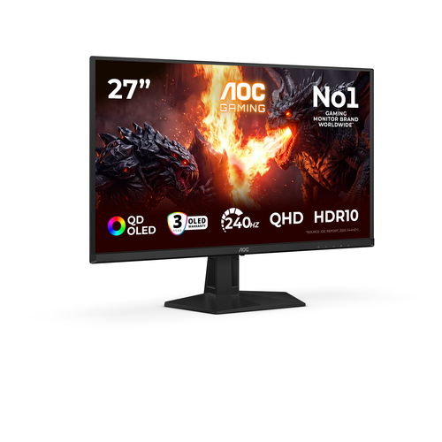 AOC G4 Q27G41ZDF computer monitor 67.3 cm (26.5\") 2560 x 1440 pixels Quad HD QD-OLED Black, Red AOC G4 Q27G41ZDF computer monitor 67.3 cm (26.5\") 2560 x 1440 pixels Quad HD QD-OLED Black, Red