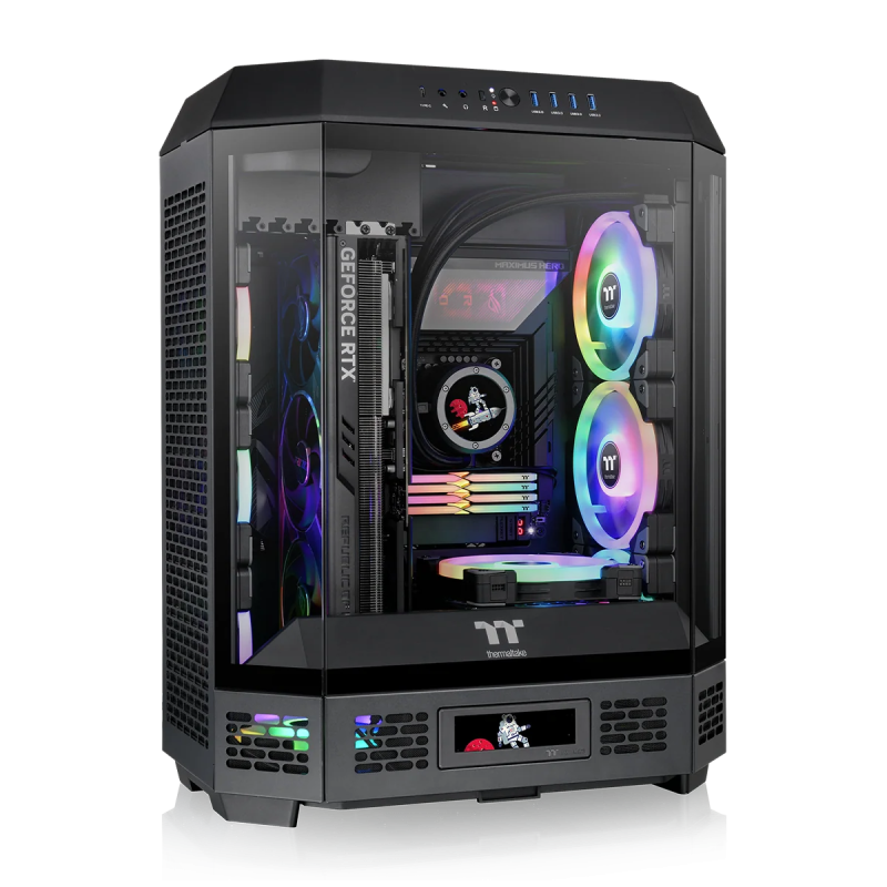Thermaltake The Tower 600/Black/Win/SPCC/Tempered Glass*3/CT140 Fan*2/Color Box/With Screen Metal Panel