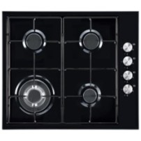 HYUNDAI HOB GAS, 60CM BUILT IN, 4 HITTING ELEMENTS, 3.4KW+ 1.8KW + 1.8KW + 1.0KW, 220-240V, 50HZ, AUTO IGNITION BY ELECTRICITY, SAFETY SWITCH, 58x50x10CM, BLACK WITH ENAMEL SHINY PAN SUPPORT