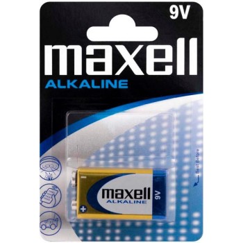 MAXELL BATTERIES 9V 6LR61, ALKALINE, 1PK BLISTER 4902580150259