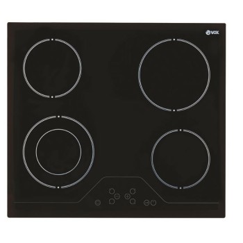 VOX HOB ELECTRIC, 60CM CERAMIC BUILT IN, 5 HITTING ELEMENTS, 6.5 KW, TOUCH, SENSOR BUTTONS, SECURITY LOCK, 59x52x4.1CM, BLACK