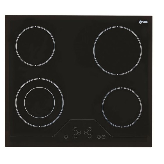 VOX HOB ELECTRIC, 60CM CERAMIC BUILT IN, 5 HITTING ELEMENTS, 6.5 KW, TOUCH, SENSOR BUTTONS, SECURITY LOCK, 59x52x4.1CM, BLACK