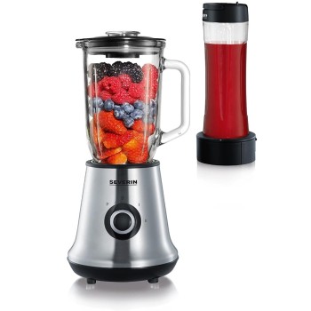 SEVERIN MIXER-MULTI &amp; SMOOTHIE MIX&amp;GO 500W/1L, REMOVABLE GLASS BOWL, REMOVABLE LID, MEASURING CUP, 2SPEEDS, PULSE FUNCTION, INCLUDES SMOOTHIE MAKER, MIXER&amp;PRACTICAL DRINK HOLDER, S/S BLADES, POWERFUL MOTOR