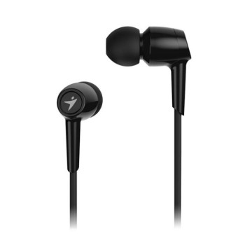 GENIUS EARPHONES HS-M225, IN-LINE MICROPHONE, 3.5MM JACK, CABLE LENGTH 1.2M, BLACK, 3X SETS OF S/L SILICON FITTINGS