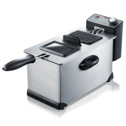 SEVERIN DEEP FRYER 2000W, S/S HOUSING, 3L, DEEP-FRYING CAPACITY 400G, 90 °C, SAFETY CUTOUT, REMOVABLE S/S DUST PROTECTION, REPLACEABLE FILTER, HEATING ELEMENT AUTO, INDICATOR