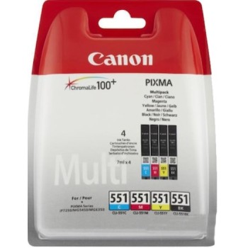 CANON INK CARTRIDGE CLI-551XL(BLACK, CYAN, MAGENTA, YELLOW)+ PHOTO PAPER 4X6 PP-201 50 SHEETS, FOR IP7250, MG6350, MG5450, MX925, MG7150, MG5550, MG7550, IX6850, MG5650