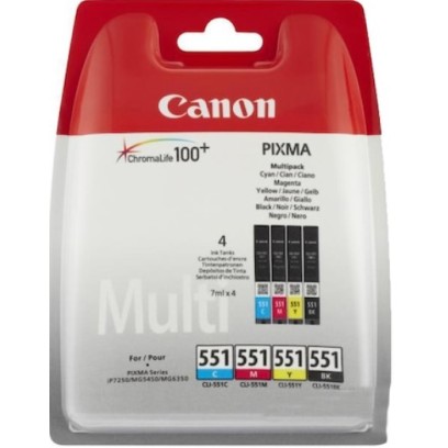 CANON INK CARTRIDGE CLI-551XL(BLACK, CYAN, MAGENTA, YELLOW)+ PHOTO PAPER 4X6 PP-201 50 SHEETS, FOR IP7250, MG6350, MG5450, MX925, MG7150, MG5550, MG7550, IX6850, MG5650