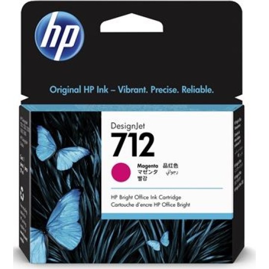 HP INK CATRIDGE MAGENTA, HP 712, 29ML, FOR DESIGNJET, T230, T250, T630, T650 SERIES