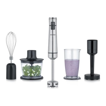 SEVERIN HAND BLENDER PREMIUM SET 600W, S/S, 14.000RPM, CORDLESS MODE, ERGONOMIC DESING, REMOVABLE SS STIRRING ROD, EASY CLEANIGN, BPA-FREE, BRUSHED STAINLESS STEEL/BLACK