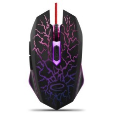ESPERANZA MOUSE WIRED, BRAIDED CABLE, 800 / 1200 / 1600 / 2400DPI, 6 BUTTONS, USB 2.0, RIGHT HANDED, BLACK / BLUE WITH DESIGN, MULTICOLOUR LED BACKLIGHT