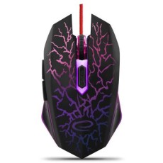 ESPERANZA MOUSE WIRED, BRAIDED CABLE, 800 / 1200 / 1600 / 2400DPI, 6 BUTTONS, USB 2.0, RIGHT HANDED, BLACK / BLUE WITH DESIGN, MULTICOLOUR LED BACKLIGHT