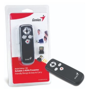 GENIUS POINTER MEDIA WIRELESS 100, WIRELESS 2, 4GHz - UP TP 10METERS, PICO RECEIVER, LASER BEAM, SUPPORT PAGE UP/PAGE DOWN, 5xBUTTONS, WORK WINDOWS&amp;MAC