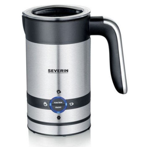SEVERIN MILK FROTHER WITH PLUG, 100ML COLD OR HOT FROTHING/ 200ML HEATING, 2 PROGRAMS, 450W, NON-STICK, EASY CLEANING, 360° CONNECTOR, HIGH-GRADE, BRUSHED STAINLESS STEEL BLACK