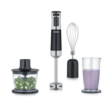 SEVERIN HAND BLENDER SET 600W, S/S, 15.000RPM, ERGONOMIC DESING, REMOVABLE SS STIRRING ROD, EASY CLEANIGN, BPA-FREE, BRUSHED STAINLESS STEEL/BLACK
