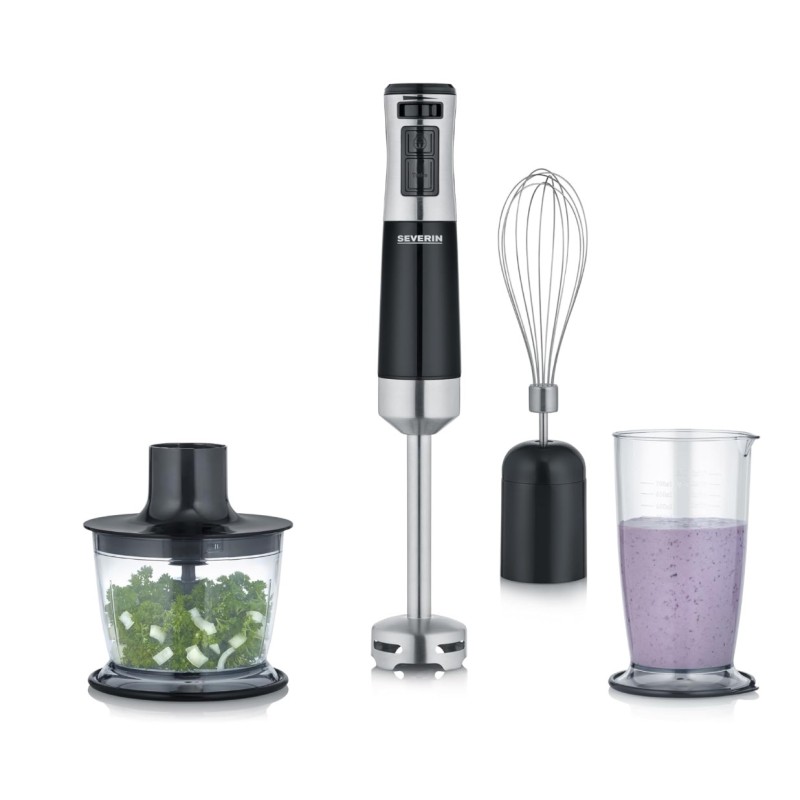 SEVERIN HAND BLENDER SET 600W, S/S, 15.000RPM, ERGONOMIC DESING, REMOVABLE SS STIRRING ROD, EASY CLEANIGN, BPA-FREE, BRUSHED STAINLESS STEEL/BLACK