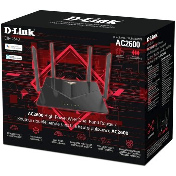 DLINK ROUTER WIRELESS AC 2600 WAVE2 MU-MIMO DUAL BAND (11A/B/G/N/AC), 4 X GIGABIT LAN PORTS, GIGABIT WAN, -VOICE CONTROL, D-LINK WI-FI APP, 1 X 2.0 USB PORT, 1 X 3.0 USB PORT, FOTA, INTERCHANGABLE UK/EU PLUG