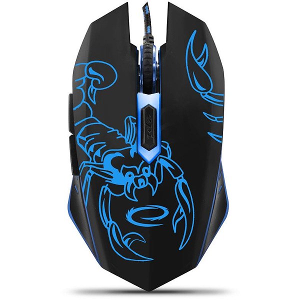 ESPERANZA MOUSE WIRED, BRAIDED CABLE, 800 / 1200 / 1600 / 2400DPI, 6 BUTTONS, USB 2.0, RIGHT HANDED, BLACK / BLUE WITH DESIGN, BLUE LED BACKLIGHT ESPERANZA MOUSE WIRED, BRAIDED CABLE, 800 / 1200 / 1600 / 2400DPI, 6 BUTTONS, USB 2.0, RIGHT HANDED, BLACK / BLUE WITH DESIGN, BLUE LED BACKLIGHT