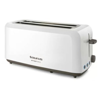 TAURUS TOASTER MY TOAST DUPLO, 1450W, 2 EXTRA LONG VARIABLE SLOTS, 32MM WIDE GROOVES, DEFROST MODE, REHEAT, CANCEL COOK, EXTRA LIFT FOR PICKUP, CRUMB TRAY, CABLE HOUSING, WHITE