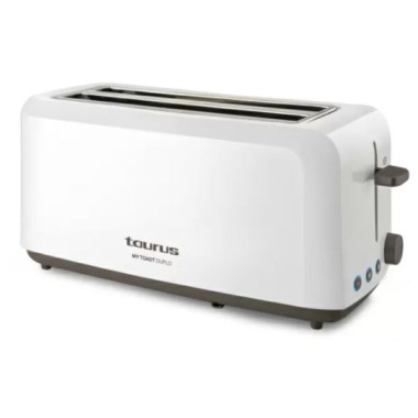 TAURUS TOASTER MY TOAST DUPLO, 1450W, 2 EXTRA LONG VARIABLE SLOTS, 32MM WIDE GROOVES, DEFROST MODE, REHEAT, CANCEL COOK, EXTRA LIFT FOR PICKUP, CRUMB TRAY, CABLE HOUSING, WHITE