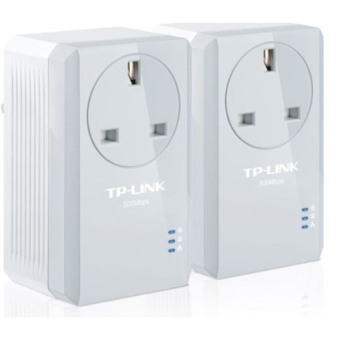 TP-LINK POWERLINE AV600, PASSTHROUGH, TWIN PACK, 1 X 10/100 PORT, 128-BIT AES ENCRYPTION, PLUG AND PLAY, UK PLUG