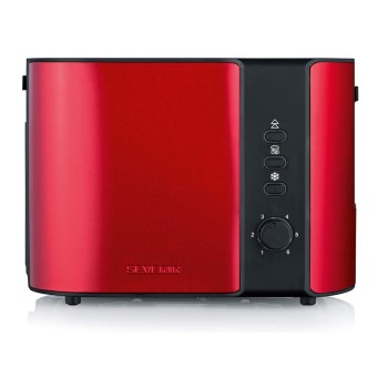 SEVERIN TOASTER, 2 SLICES, 800W, AUTOMATIC, INTEGRADED BUN WARMER, FROZEN BREAD BUTTON WITH PILOT LIGHT, REHEAT FUCTION, RED METTALIC / BLACK
